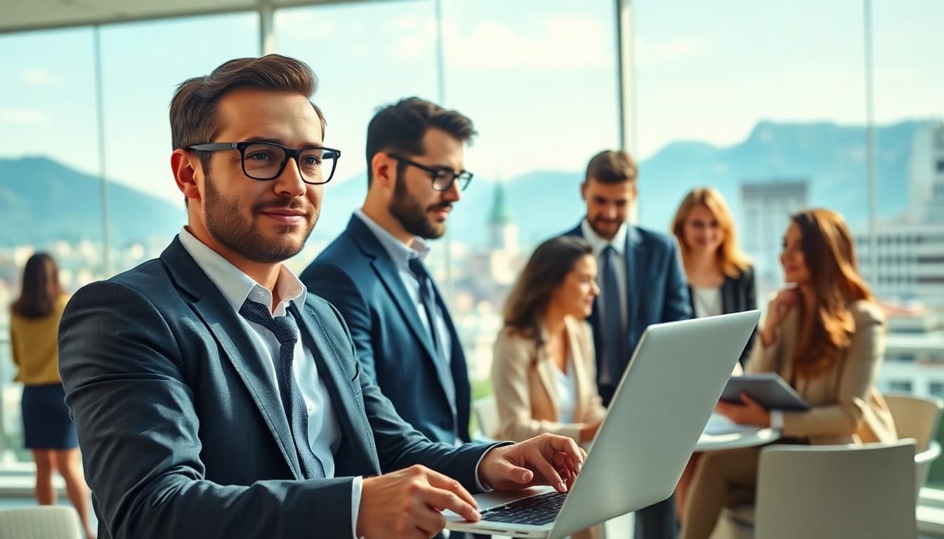 Headhunter Schweiz in einem modernen Büro in der Schweiz mit engagierten Kandidaten.