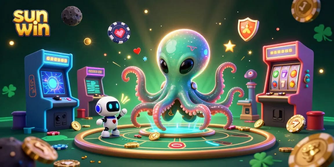 Engage with the sun win gameplay featuring an alien octopus and vibrant casino elements.