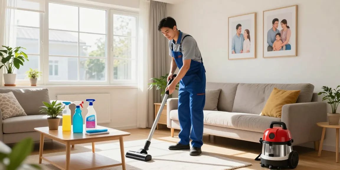 Professional cleaner enhancing domestic spaces in Bern with thorough unterhaltsreinigung bern services, ensuring fresh and inviting environments.