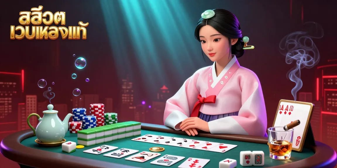Experience the thrills of สล็อตเว็บตรงแท้ in a vibrant 3D casino illustration filled with action and rich details.
