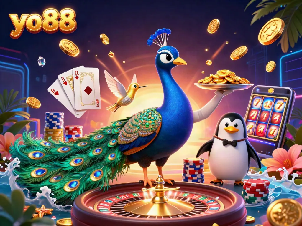 Spin and win at yo88 with vibrant casino characters and dynamic game elements in stunning illustration.