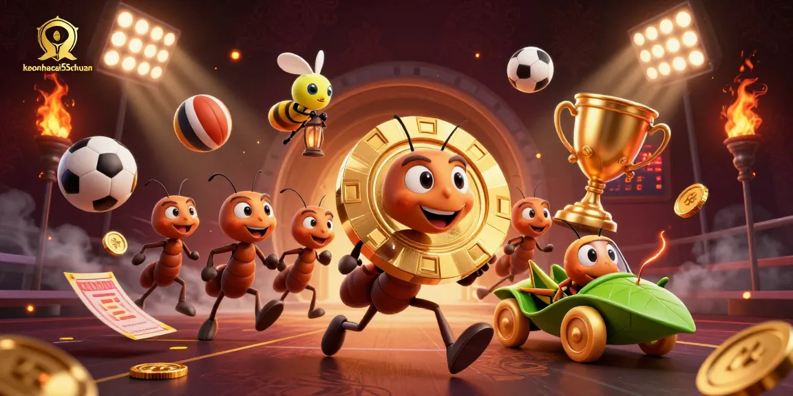 Bet on keonhacai55chuan as ants make a golden poker chip heist in an action-packed scene