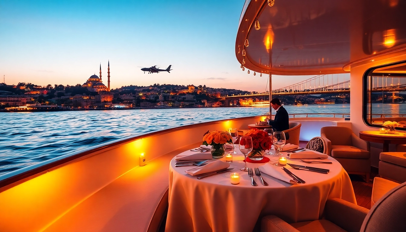 Genießen Sie eine unvergessliche Bosphorus dinner cruise mit Blick auf die historische Skyline Istanbuls.