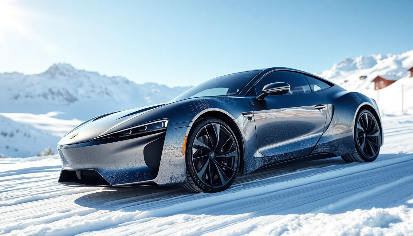 Funktionale Auto Kufen auf einer schneebedeckten Piste, ideal für Winterabenteuer.