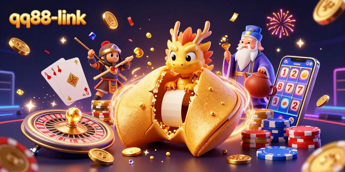 Experience winning moments with qq88-link as a wise dragon reads fortunes amid glittering casino riches.