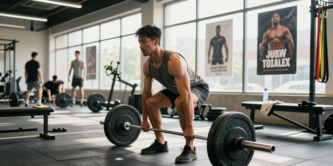 Anabolika Shop Deutschland - Fitness-Szene mit Bodybuilder beim Training, helle Umgebung und motivierende Atmosphäre.
