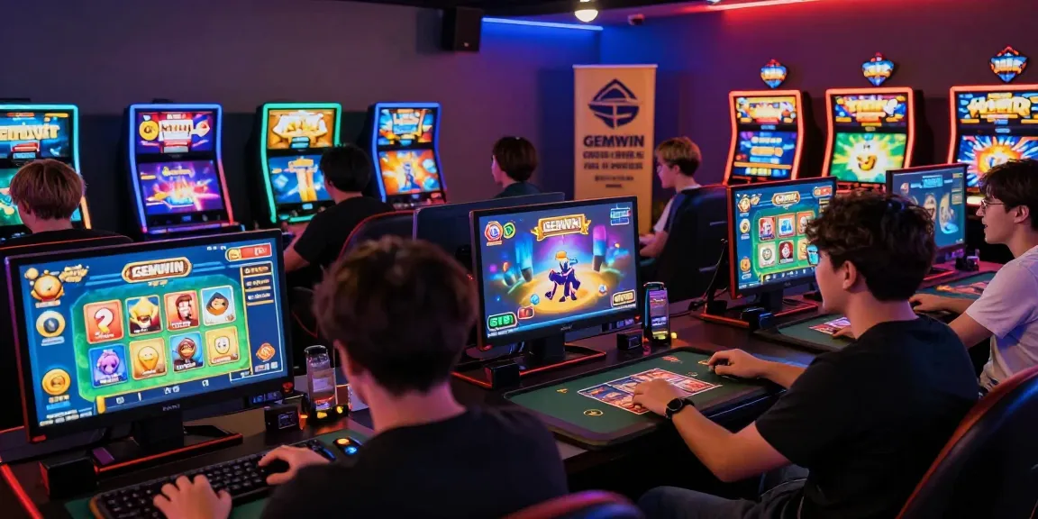 Exciting gaming scene at https://gemwin.pics/ with diverse players engaging in card games and slots.