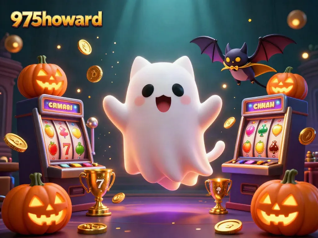 Engage in the thrilling atmosphere of 975howard with a friendly ghost cat, vampire bat, and dynamic slot elements.