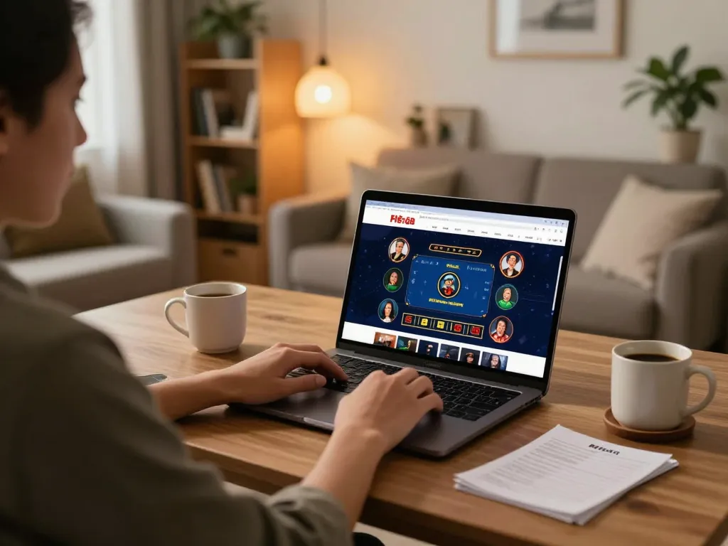 Engaging gameplay on Nhà cái F168 online casino from a cozy home setup with betting notes visible