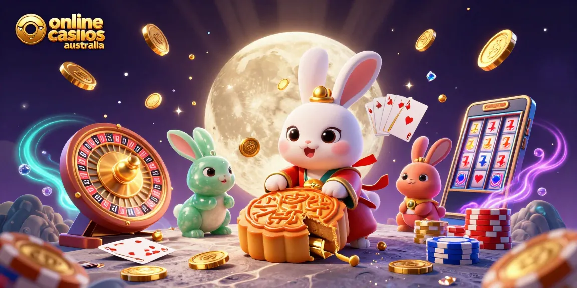 Experience the excitement of online casinos australia with a vibrant lunar scene featuring gambling elements.