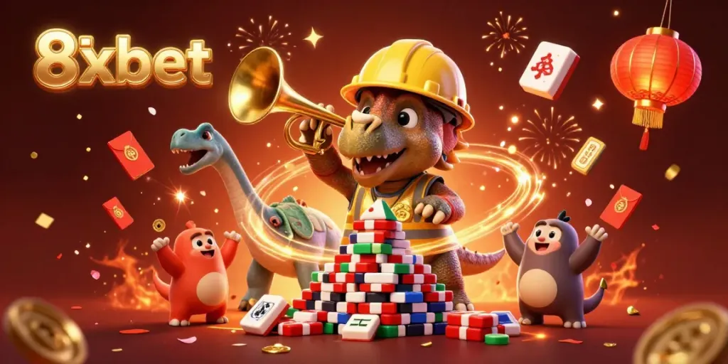 Experience the vibrant dynamics of 8xbet with festive characters building excitement in online gaming.