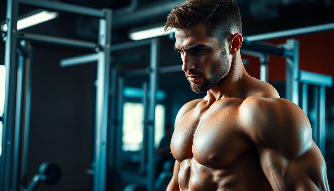 Sustanon 250 kaufen: Athlet bereitet sich intensiv im Fitnessstudio vor.