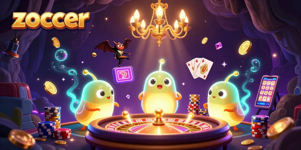 Experience zoccer's captivating gameplay as glowworms illuminate a vibrant cave casino.