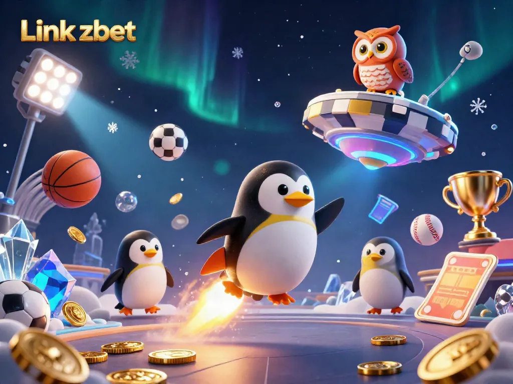 Experience the thrill with Link zbet in a vibrant 3D casino scene featuring dynamic sports elements.