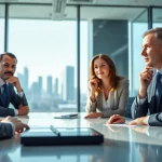 Headhunter Schweiz berät Klienten in einem modernen Büro über strategische Personalvermittlung.