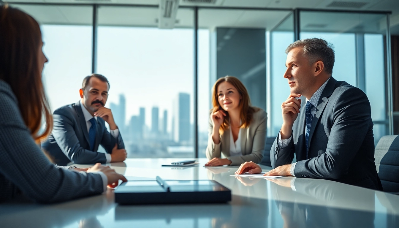Headhunter Schweiz berät Klienten in einem modernen Büro über strategische Personalvermittlung.