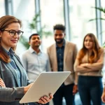 Headhunter Schweiz bespricht Karrieremöglichkeiten mit Kandidaten in einem modernen Büro.