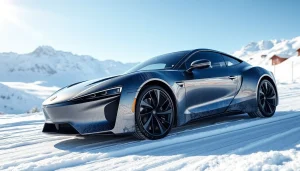 Funktionale Auto Kufen auf einer schneebedeckten Piste, ideal für Winterabenteuer.