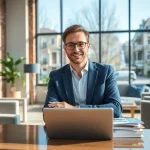 Immobilienmakler Frankfurt Ginnheim beraten Klienten in modernem Büro mit persönlichem Flair.
