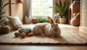 Nagermatte für Kaninchen zeigt eine gemütliche Tierumgebung mit grünem Hintergrund.