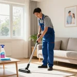 Professional cleaner enhancing domestic spaces in Bern with thorough unterhaltsreinigung bern services, ensuring fresh and inviting environments.