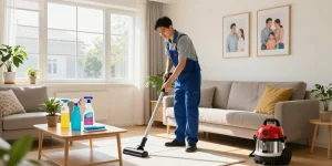 Professional cleaner enhancing domestic spaces in Bern with thorough unterhaltsreinigung bern services, ensuring fresh and inviting environments.