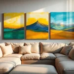 Entdecken Sie beeindruckende leinwandbilder in einem modernen Wohnzimmer.
