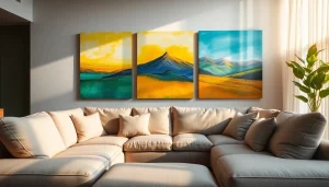 Entdecken Sie beeindruckende leinwandbilder in einem modernen Wohnzimmer.